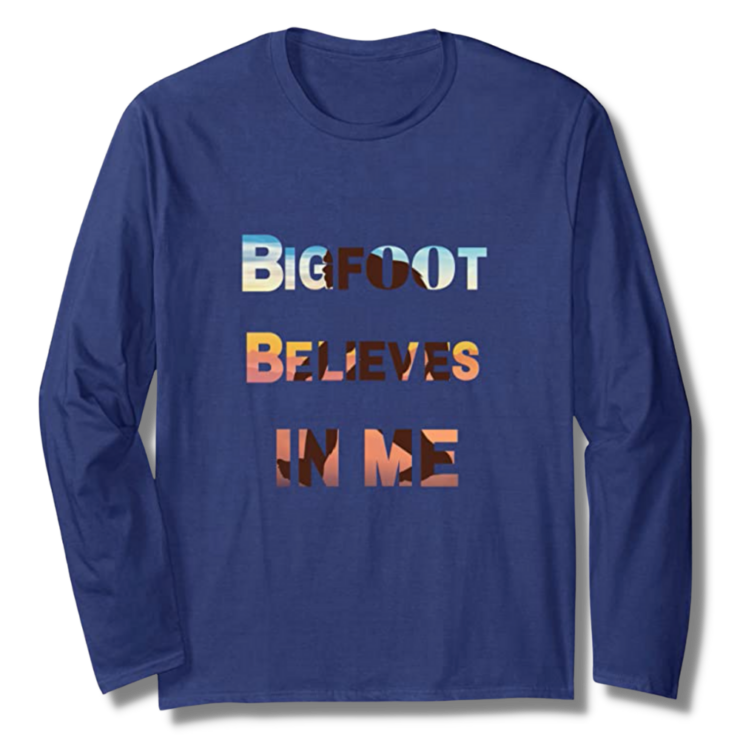 Bigfoot Believes In Me Heather Grey Long Sleeve T-Shirt