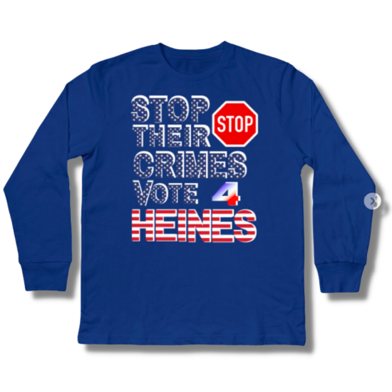 Stop Their Crimes Vote For Heines Kids Long Sleeve T-Shirt